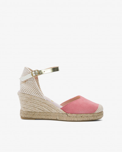 JUTE WEDGE WITH PINK SUEDE...