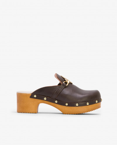 BROWN NAPPA DECORATION CLOG