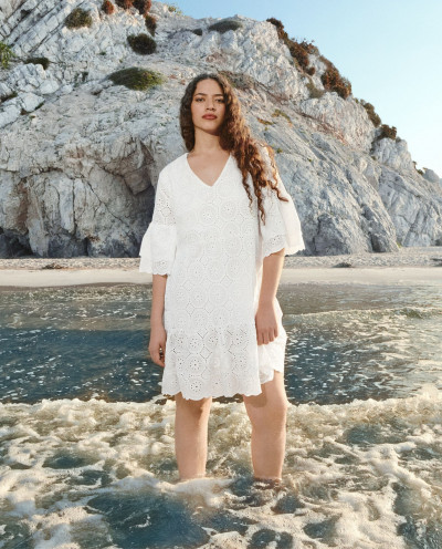 WHITE LACE Ruffled Dress