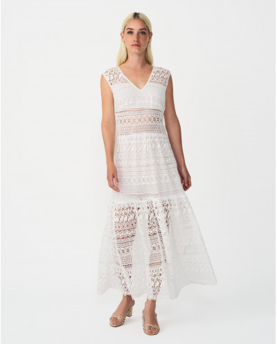 WHITE GUIPURE MAXI DRESS