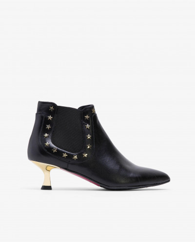 BLACK NAPPA STUDDED ANKLE BOOT