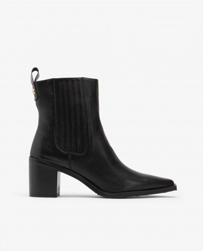 BLACK NAPPA HEELED ANKLE BOOT