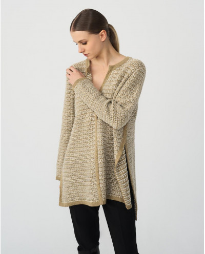 TWO-TONE BEIG KNIT TUNIC