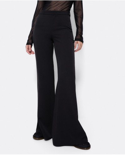 BLACK DOUBLE FABRIC BELL PANTS