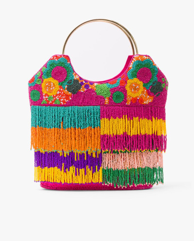 BAG FRINGES BEADS MULTICOLORED