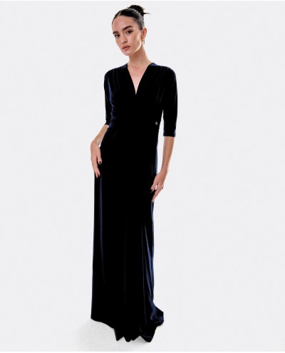 MAXI VESTIDO NUDO PUNTO NEGRO