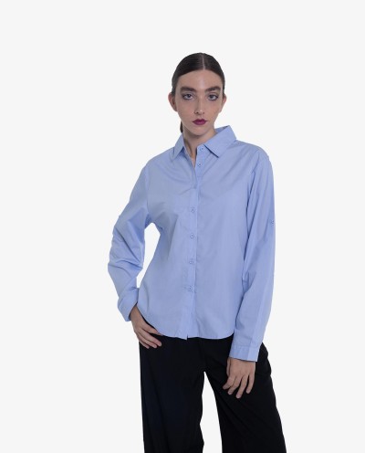 CAMISA ASIMÉTRICA POPELÍN AZUL