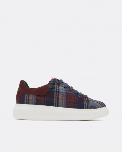 GARNET CHECKED FELT SNEAKERS